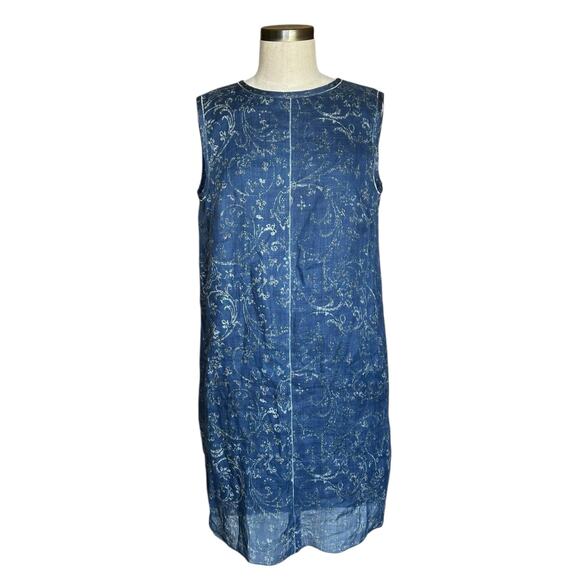MAX MARA 'S MaxMara Blue Patterned Shift Mini Dress Women's Size 10 - Picture 1 of 9